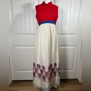 1960s  Vintage Womens Dress Patriotic Small Embellished USA 4th Of July Union